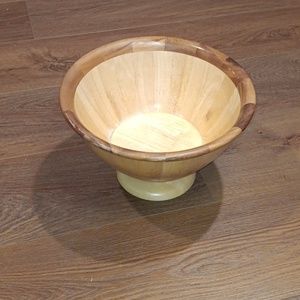 CLAY ART BIRCH WOOD LARGE PEDESTAL BOWL.  #5745